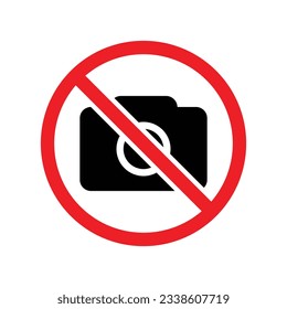 No Photography Sign, Do Not Capture Photo, Red Signal For Photographer, Restricted Area, No Camera Icon, No Video Recording, Vector Illustration