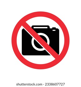 No Photography Sign, Do Not Capture Photo, Red Signal For Photographer, Restricted Area, No Camera Icon, No Video Recording, Vector Illustration