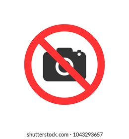 No photography sign. Flat design. No photo icon. Vector illustration.