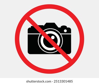 No Photography Symbol - No Photo Sign Camera Icon - Photograph Red Sign Warning Vector Illustration Design