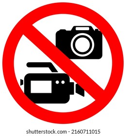 No photography or video recording allowed vector sign on white background