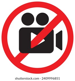 No photography, video recording, Audio Recording, Live Media and sightseeing symbol. prohibition icon. Video, photo, phone, audio, sightseeing prohibited logo pictogram. Vector illustration. 