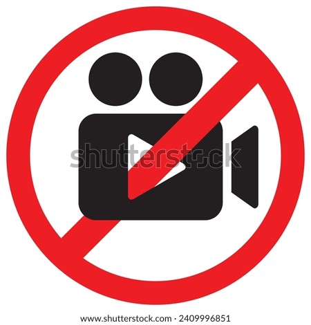 No photography, video recording, Audio Recording, Live Media and sightseeing symbol. prohibition icon. Video, photo, phone, audio, sightseeing prohibited logo pictogram. Vector illustration. 