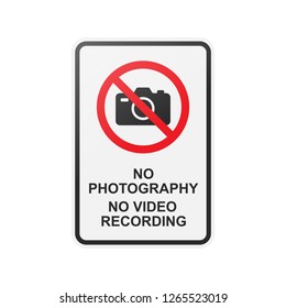 no photography and no video recording sign vecor image