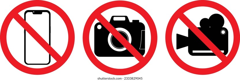 No Photography, No Videography, Mobile Camera Prohibited sign , Videography not allowed, Photography not allowed, Prohibited video and photo