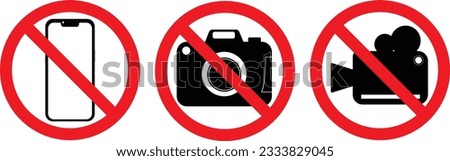 No Photography, No Videography, Mobile Camera Prohibited sign , Videography not allowed, Photography not allowed, Prohibited video and photo