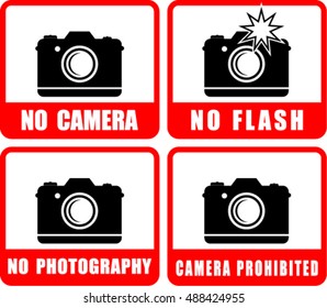 No photos, no cameras, no flash icons