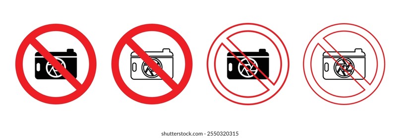 No photos and no phones forbidden sign. No mobile phone sign vector design. No phone icon set. Turn off phone icon set. Vector illustration