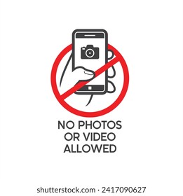 no photos or video allowed, vector art.