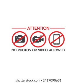keine Fotos oder Videos erlaubt, Vektorgrafik.