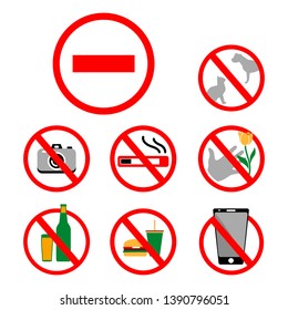 No Pick Camera Pets Smoking Drink Phone Eating Stop Sign