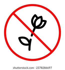 No picking flowers line icon. Vector graphics