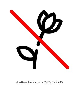 No picking flowers outline icon. Vector graphics