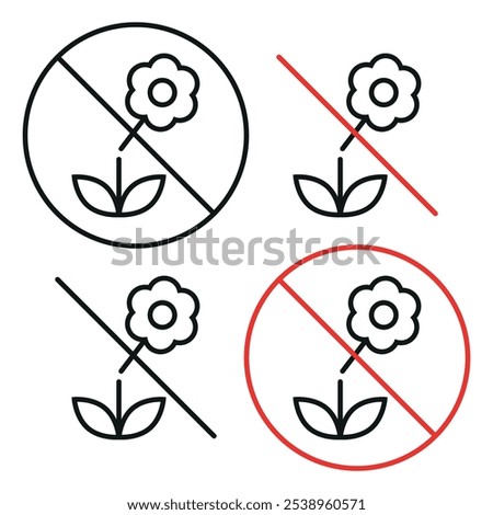 No picking flowers signs editable stroke line icons