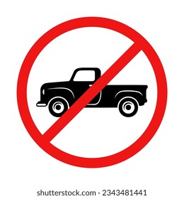 No Pickup Truck Sign on White Background