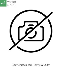 No Pictures Allowed Icon Restriction of taking photos symbol Forbidden sign with camera sign No picture taking no photo logo Vector illustration design on white Background EPS 10