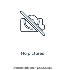 No pictures concept line icon. Linear No pictures concept outline symbol design. This simple element illustration can be used for web and mobile UI/UX.