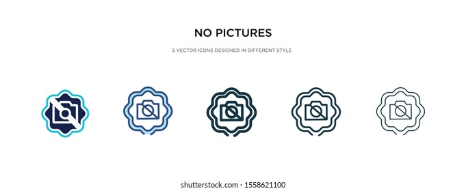 no pictures icon in different style vector illustration. two colored and black no pictures vector icons designed in filled, outline, line and stroke style can be used for web, mobile, ui