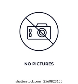 no pictures outline icon. Linear vector from hotel concept. Thin line no pictures icon isolated on white background