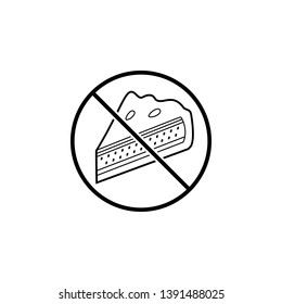 No Piece of pie icon. Simple thin line, outline vector of ban, prohibition, forbid icons for UI and UX, website or mobile application