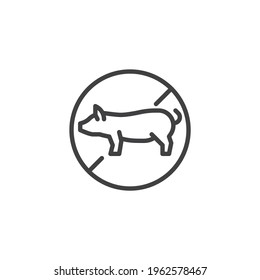 No pig line icon. linear style sign for mobile concept and web design. No lard outline vector icon. Symbol, logo illustration. Vector graphics