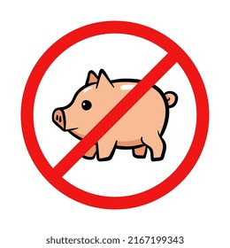 No Pig Sign on White Background