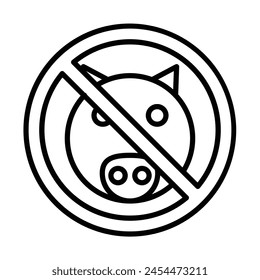 Kein Schweinezugs-Vektorgrafik-Linie-Symboldesign