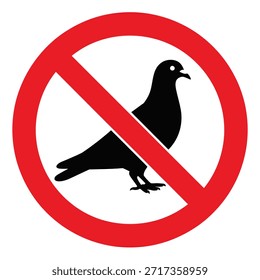 No se permiten palomas en señal de advertencia prohibida para la salud pública y el medio ambiente limpio en las zonas Urbanas Ilustración vectorial