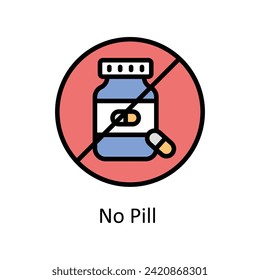 No Pill  vector Filled outline icon style illustration. EPS 10 File