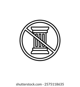 no pillar icon Simple outline illustration