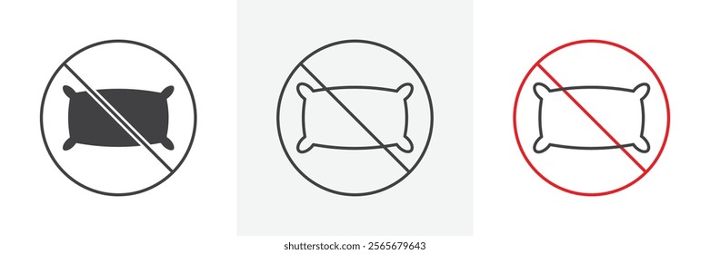 No pillow sign vector in black and colored versions