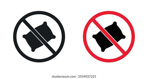 No pillow sign vectors in black and colored version