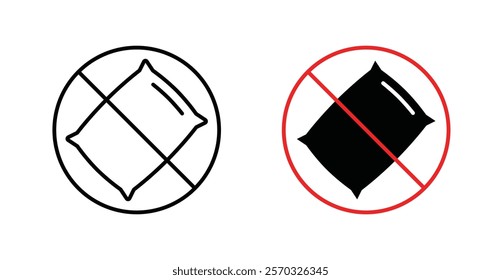 No pillow sign vectors set in black. line and flat versions