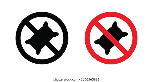 No pillow signs in black and color style