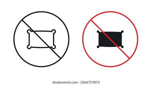 No pillow signs in black outline, solid and colored style