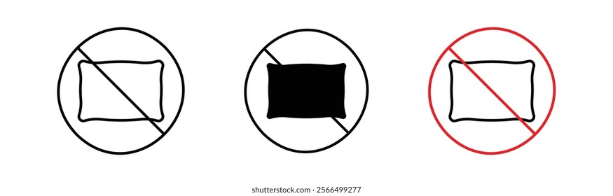 No pillow signs flat and linear vector illustration on white background.