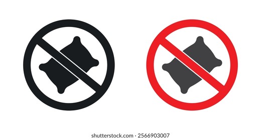 No pillow signs set in black and colored