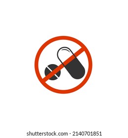 Keine Pillen flach Symbol. Vektorzeichen