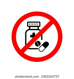 No pills sign, vector illustration on white background..eps