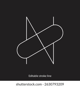 No pills symbol or icon. Vector stock illustration isolated on black background for design template medical, pharmacy, hospital, healthy bio shop concept web and print material. Editable stroke line. 