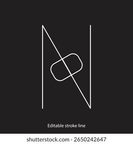 No pills symbol or icon. Vector stock illustration isolated on black background for design template medical, pharmacy, hospital, healthy bio shop concept web and print material. Editable stroke line. 