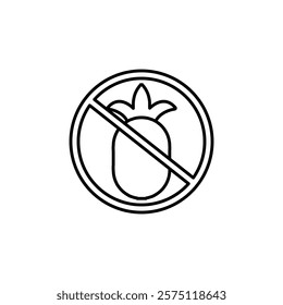 no pineapple icon Simple outline illustration
