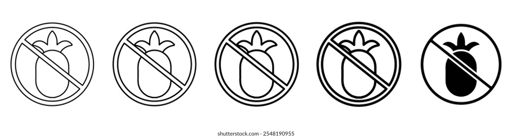 sem ícone de abacaxi Conjunto de logotipo de linha fina simples
