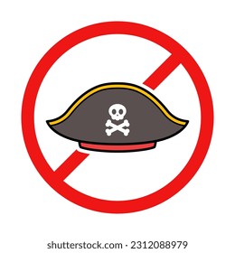 No Pirate Sign on White Background