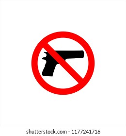 No Pistol Gun Icon Vector Illustration on the white background.
