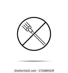 No hay icono de la horquilla. Línea delgada simple, contorno vector de prohibición de otoño, prohibición, embargo, interdicto, íconos de prohibición para ui y ux, sitio web o aplicación móvil