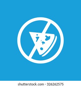 No pizza icon, white simple image isolated on blue background