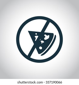 No pizza round sign. Black flat icon isolated on a white background