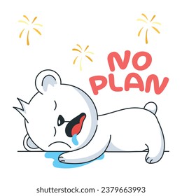 No plan for new year night, trendy doodle sticker