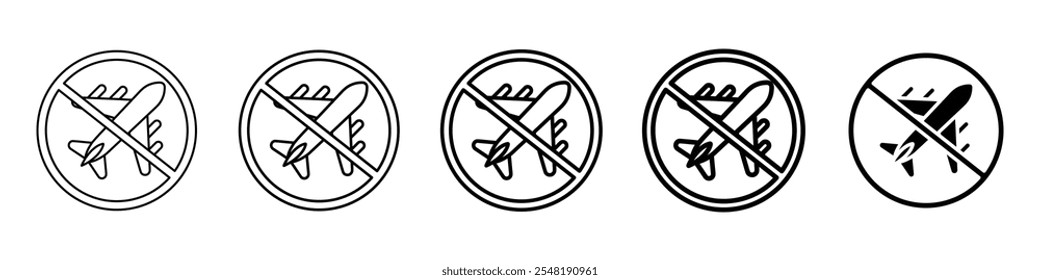 no plane icon Simple thin line logo set
